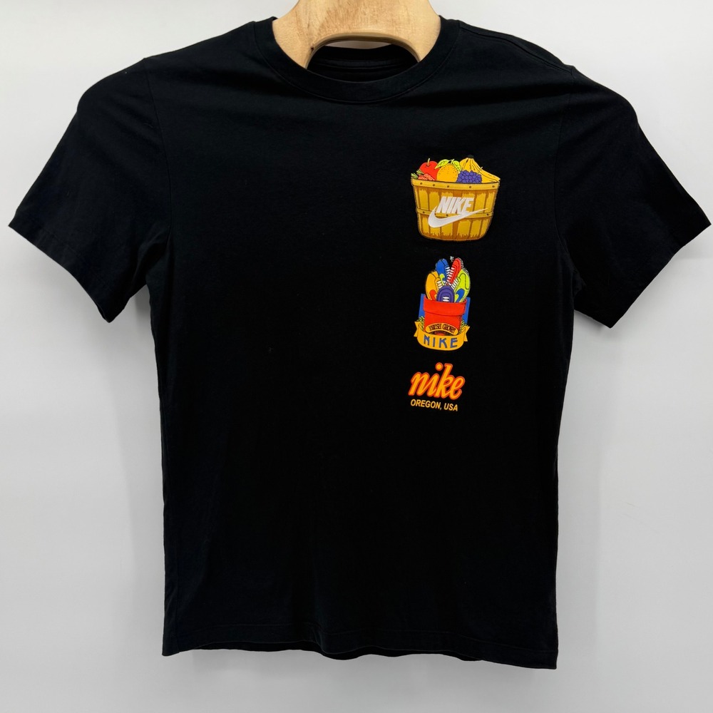 Nike Graphic Tee Men Medium Black Fruit Garden Just Do It Oregon‎ USA T-Shirt